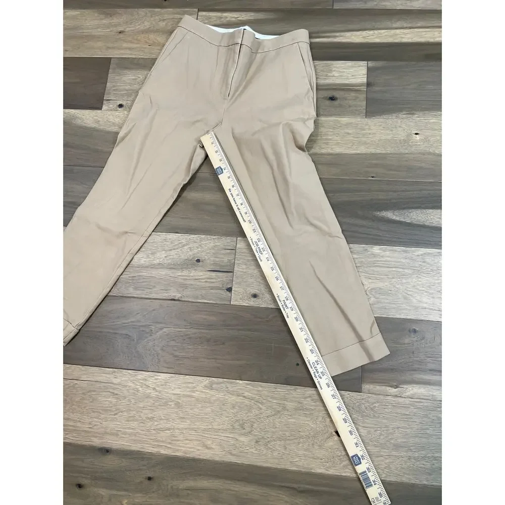 Ann Taylor Cuffed Ankle Pants Size 8 Cotton Blend Classic Cropped Camel